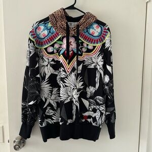 Adidas Colorful Embroidered Hoodie with Cheetah Hood Women Size M